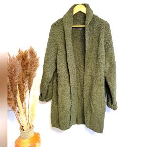 Barefoot Dreams Olive Boucle Cardigan with Pockets